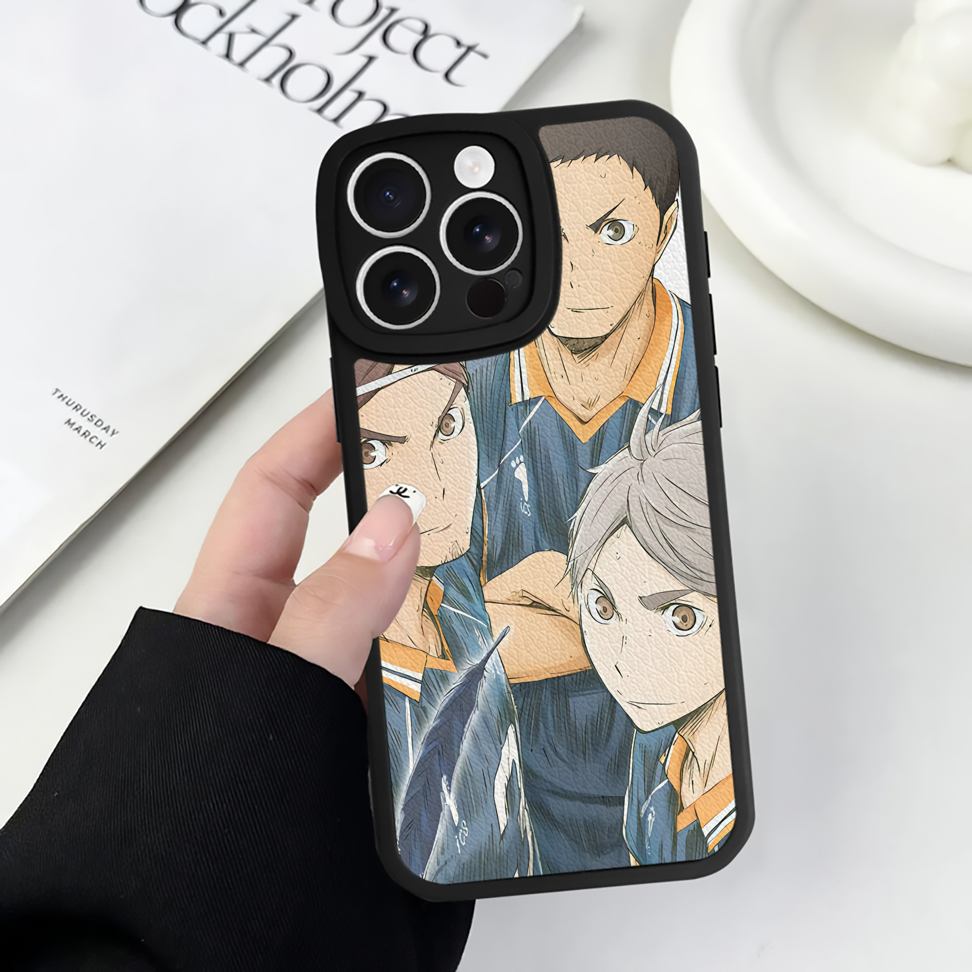 （画像用） ハイキュー!! Haikyu!! 【iPhone 16シリーズ対応】シリコンスマホケース（レザー調） 材質：シリコン